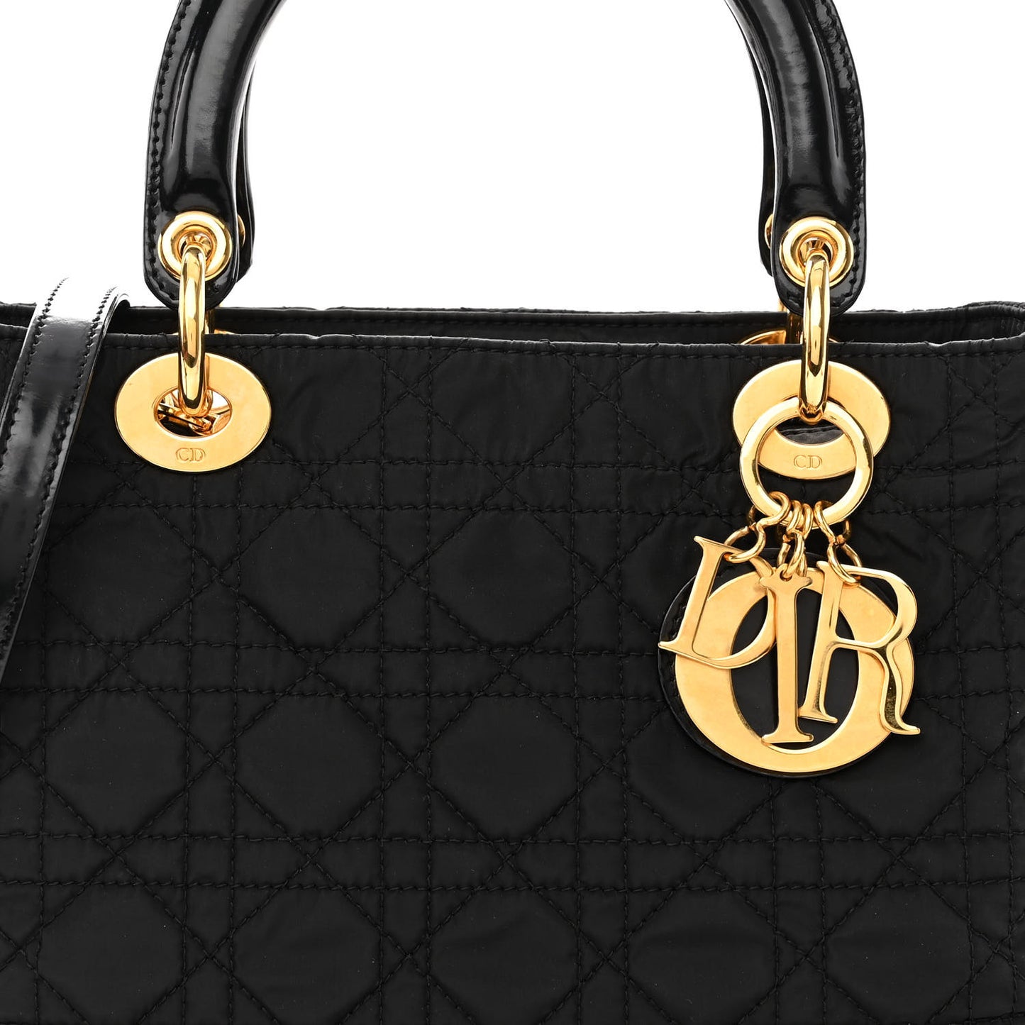 Nylon Cannage Medium Lady Dior Black