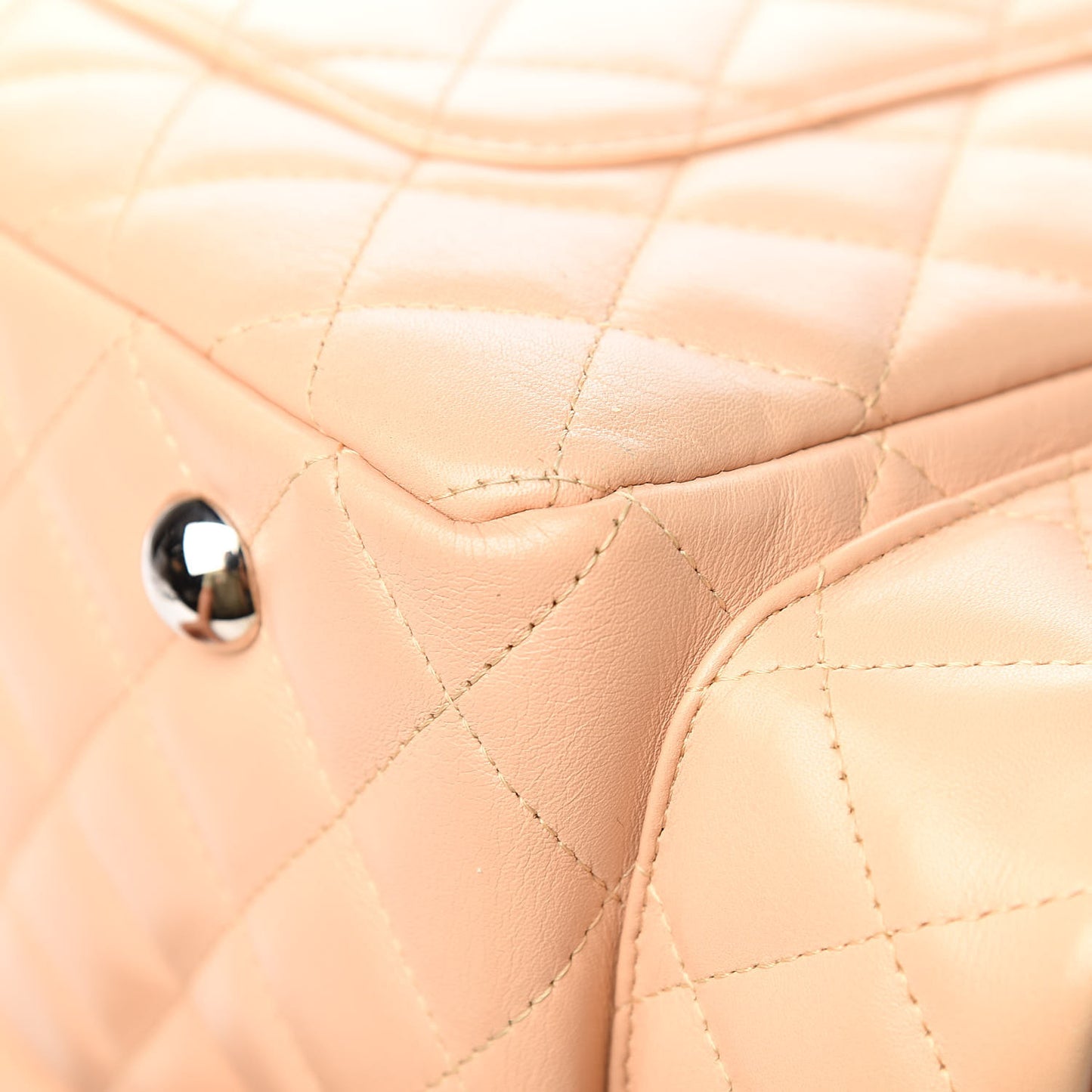 Calfskin Quilted Large Cambon Multipocket Reporter Beige Black