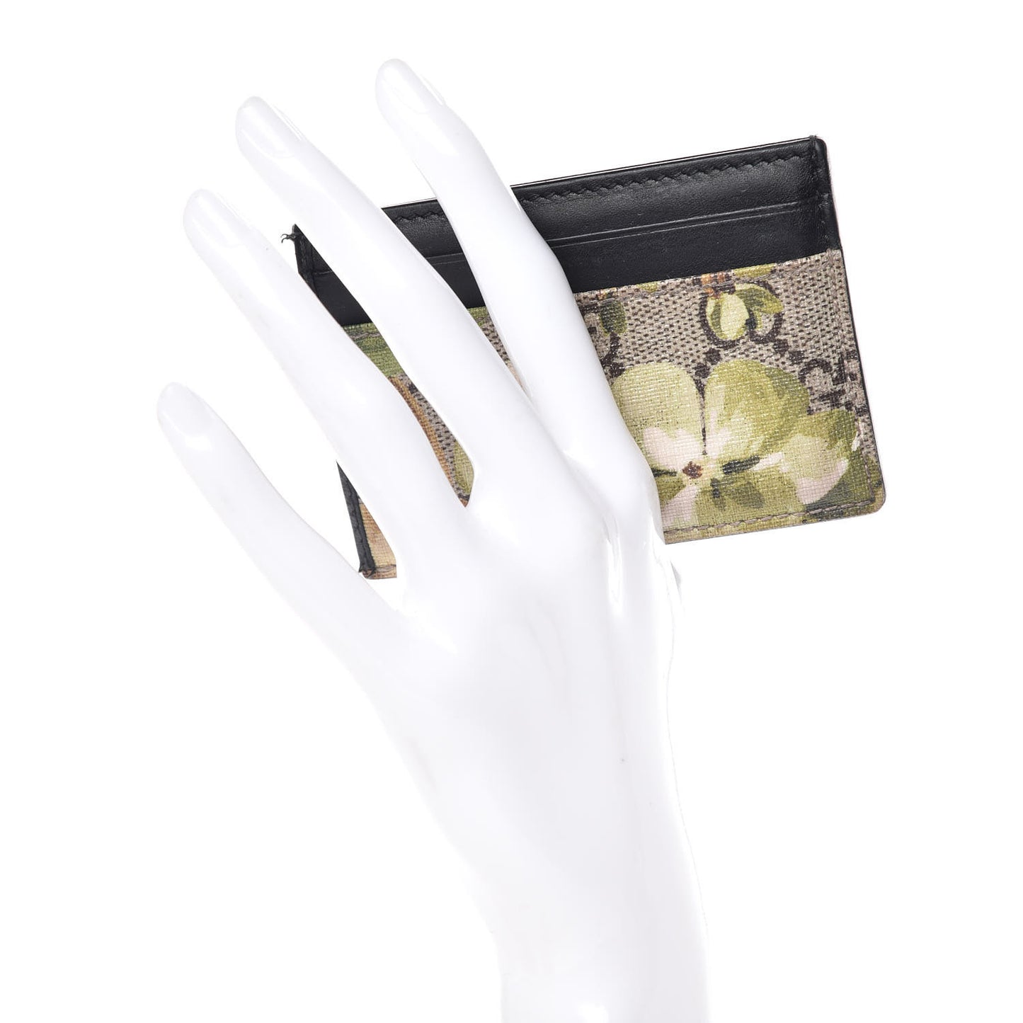 GG Supreme Monogram Blooms Card Holder Beige New Military Black