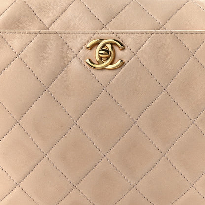 Chanel Lambskin Quilted Shoulder Bag Beige 9 of 10