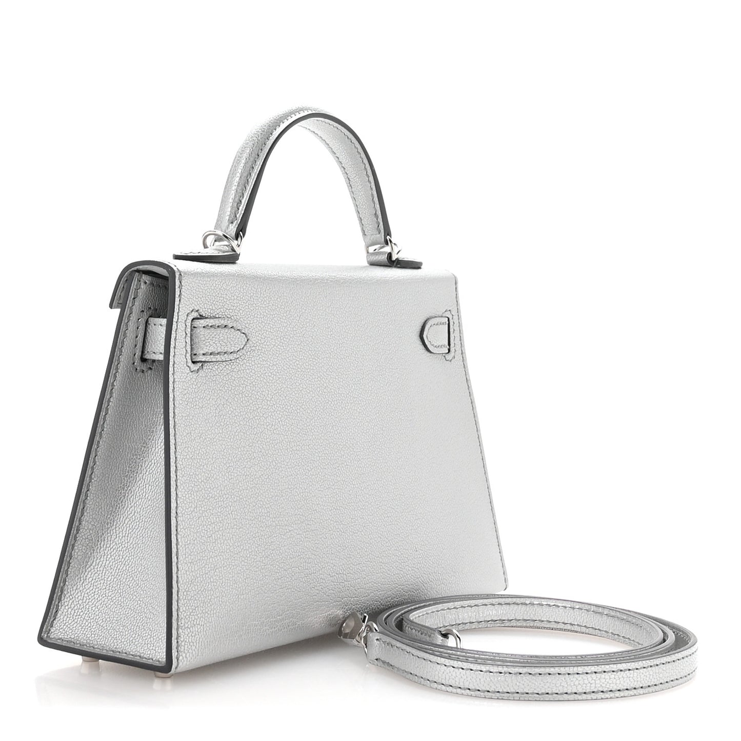 Metallic Chevre Chamkilight Mini Kelly Sellier 20 Argent