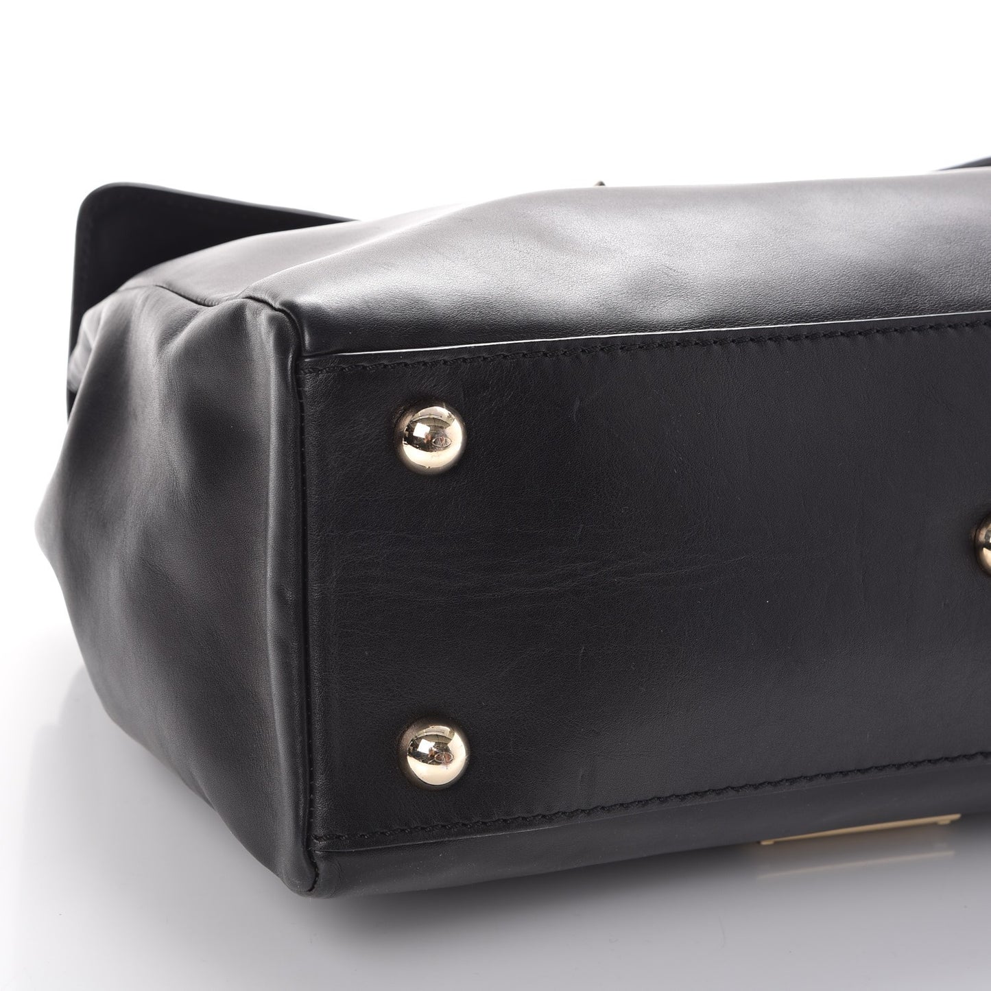 Vitello Large Rockstud Single Handle Flap Satchel Black