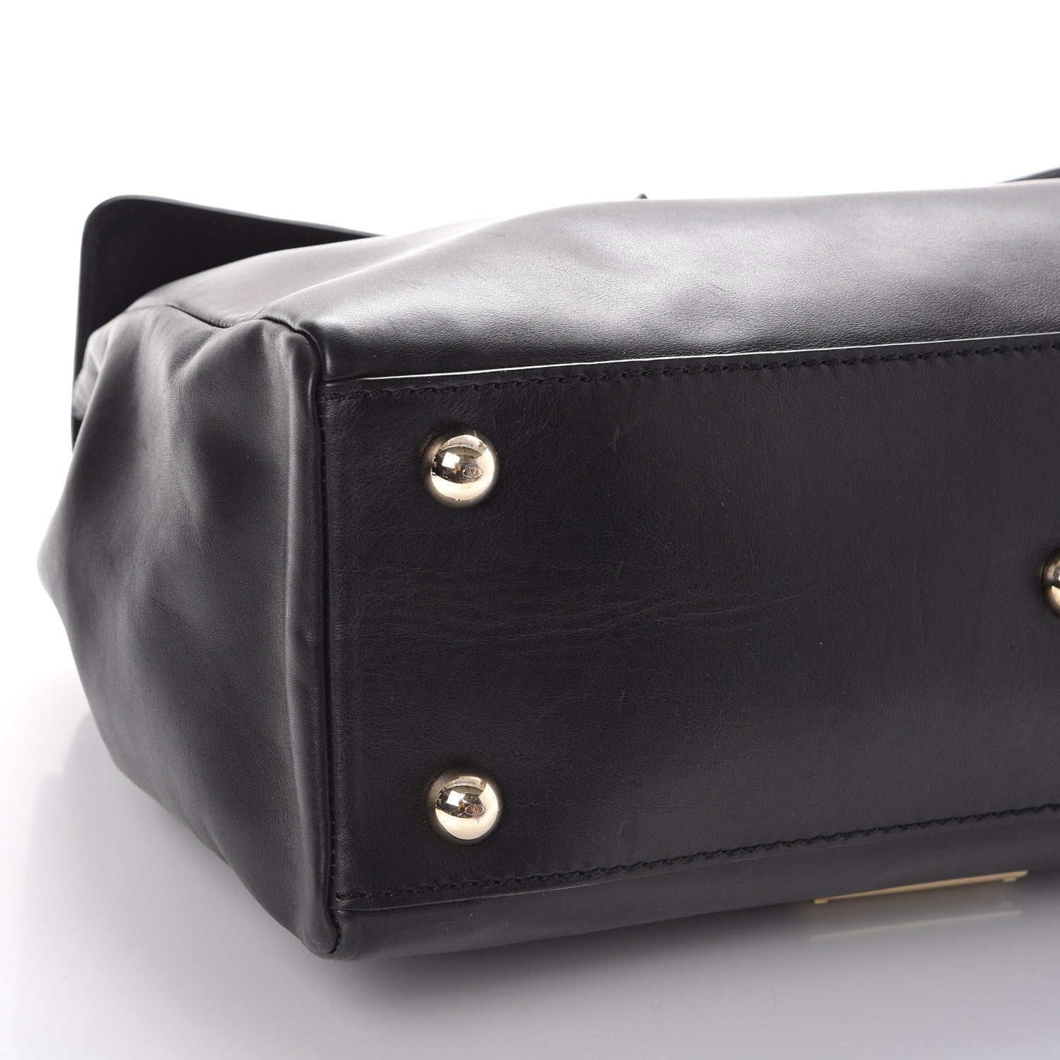 Valentino Garavani Vitello Large Rockstud Single Handle Flap Satchel Black 14 of 15