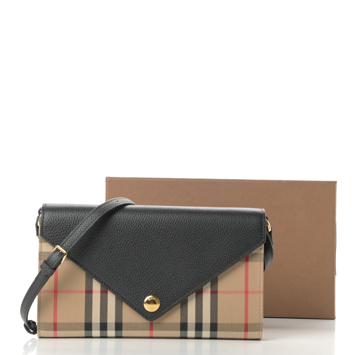 Burberry Grainy Calfskin Vintage Check Wallet With Detachable Strap Black 12 of 12