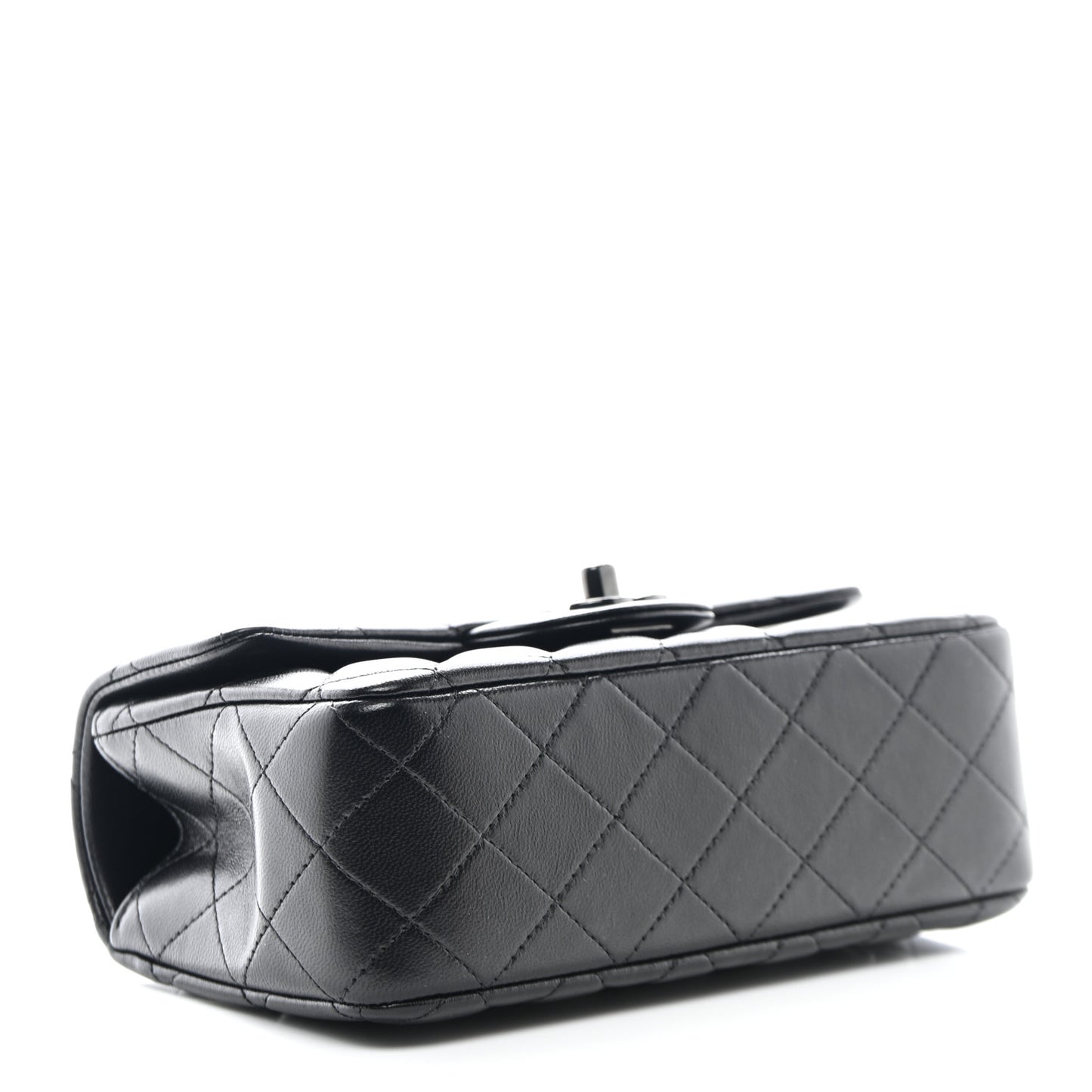 Lambskin Quilted Mini Top Handle Rectangular Flap So Black