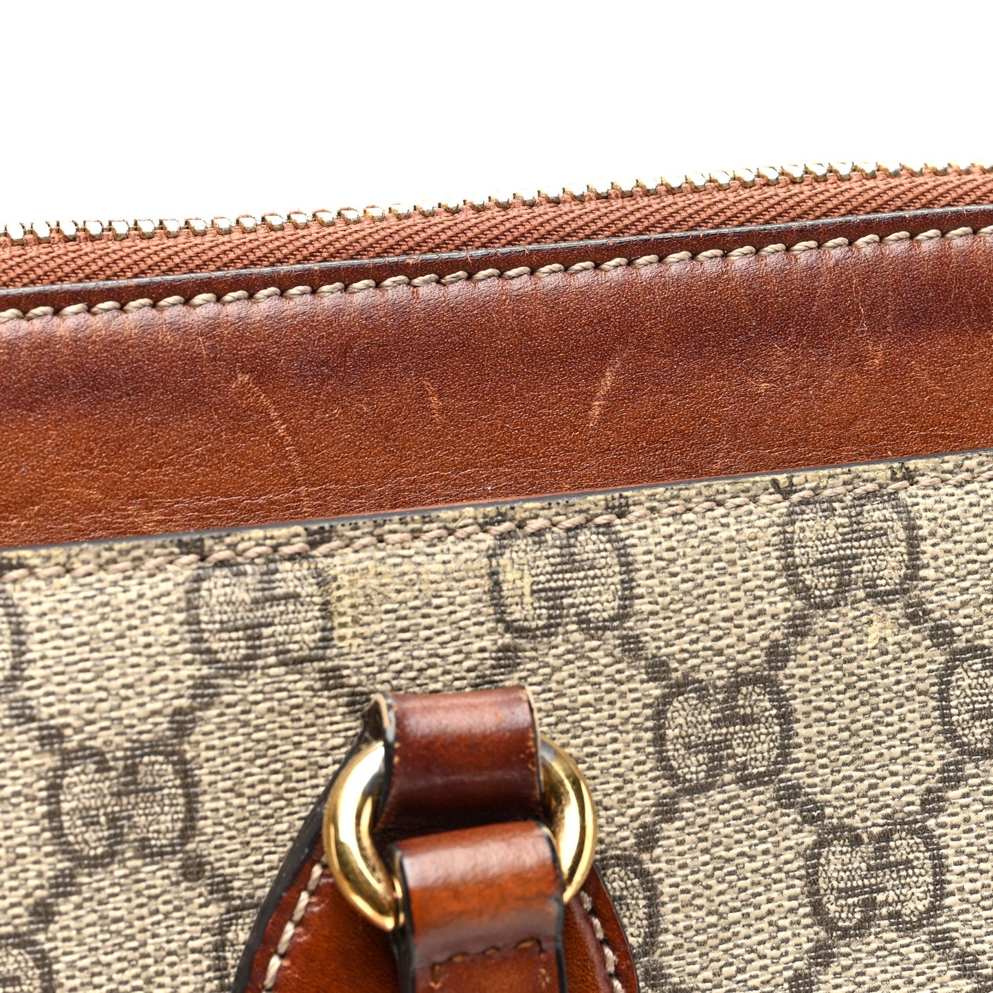 GG Supreme Monogram Medium Zippered Bucket Tote Beige Tuscany