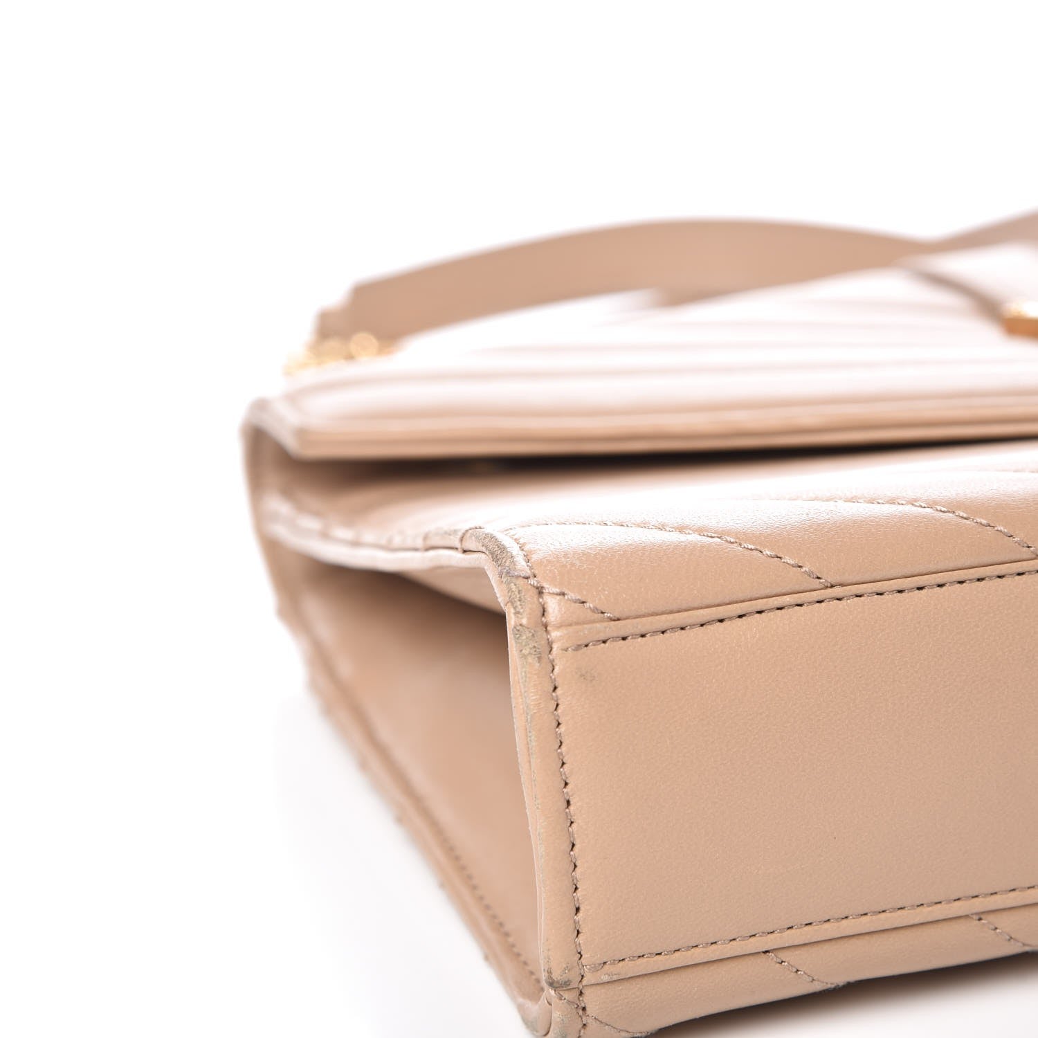Saint Laurent Lambskin Matelasse Medium Monogram Satchel Dark Beige 8 of 12
