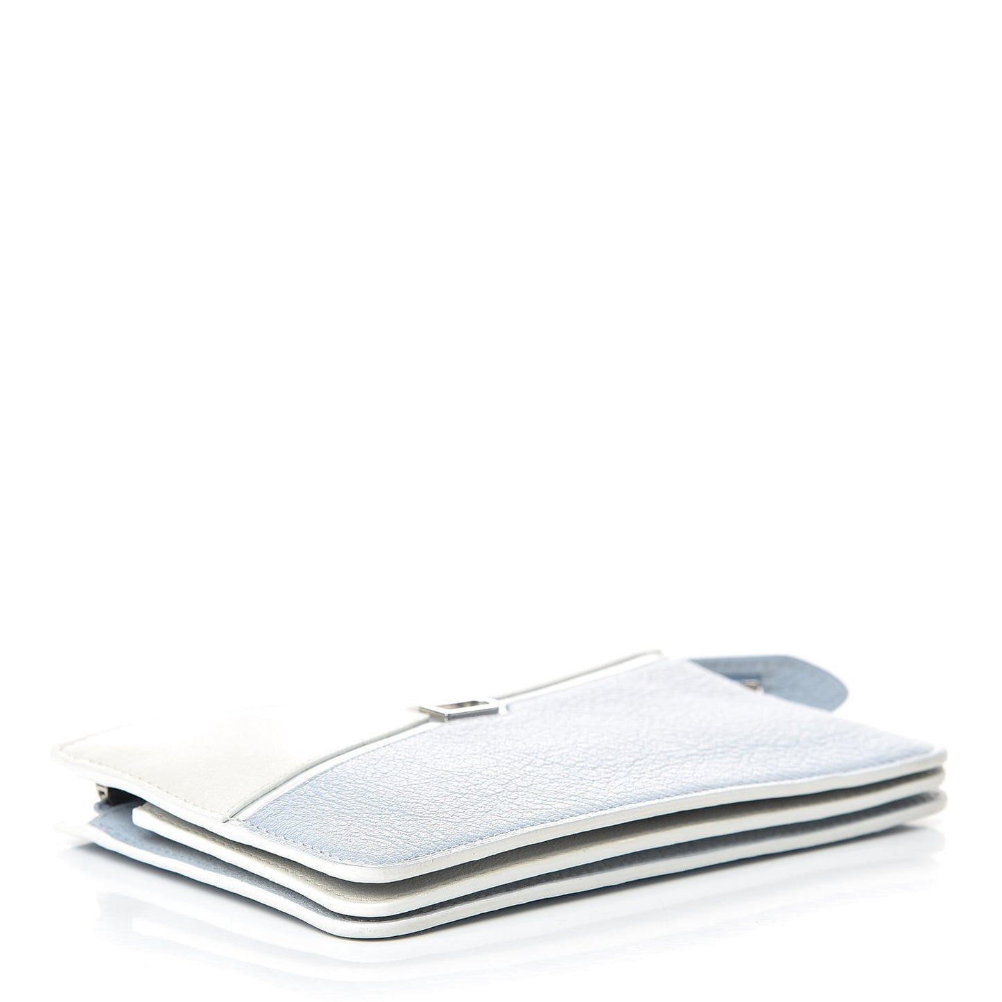 Goatskin Triple Wristlet Pouch White Light Blue