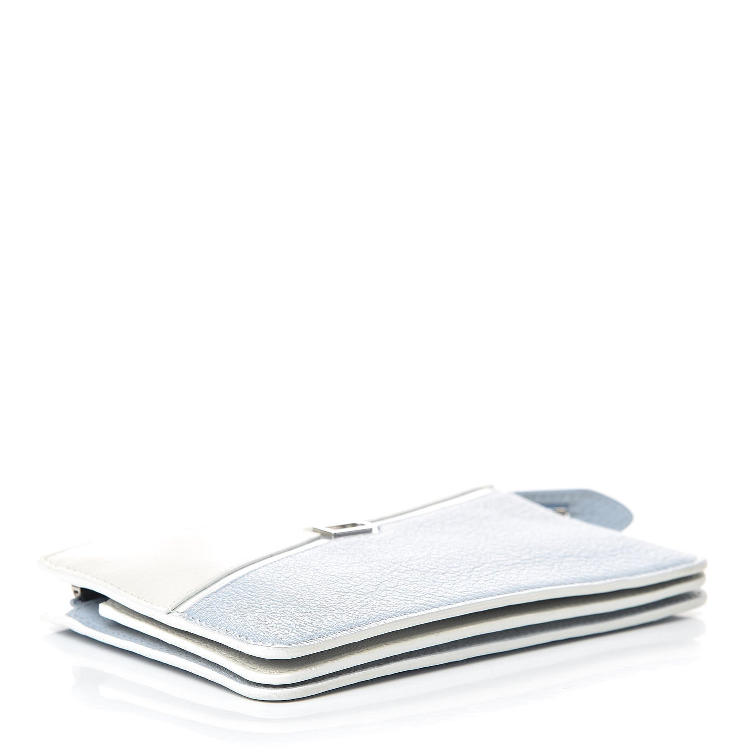 Delvaux Goatskin Triple Wristlet Pouch White Light Blue 4 of 6
