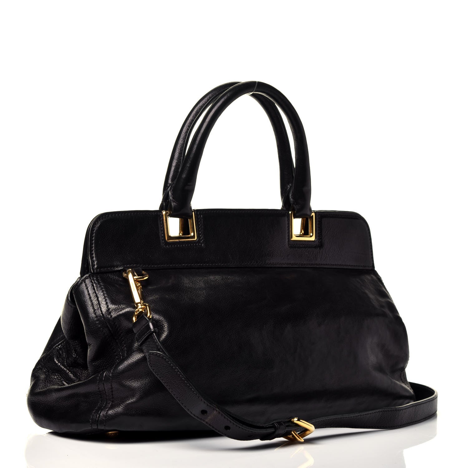 Prada Glace Calf Tote Black 4 of 10