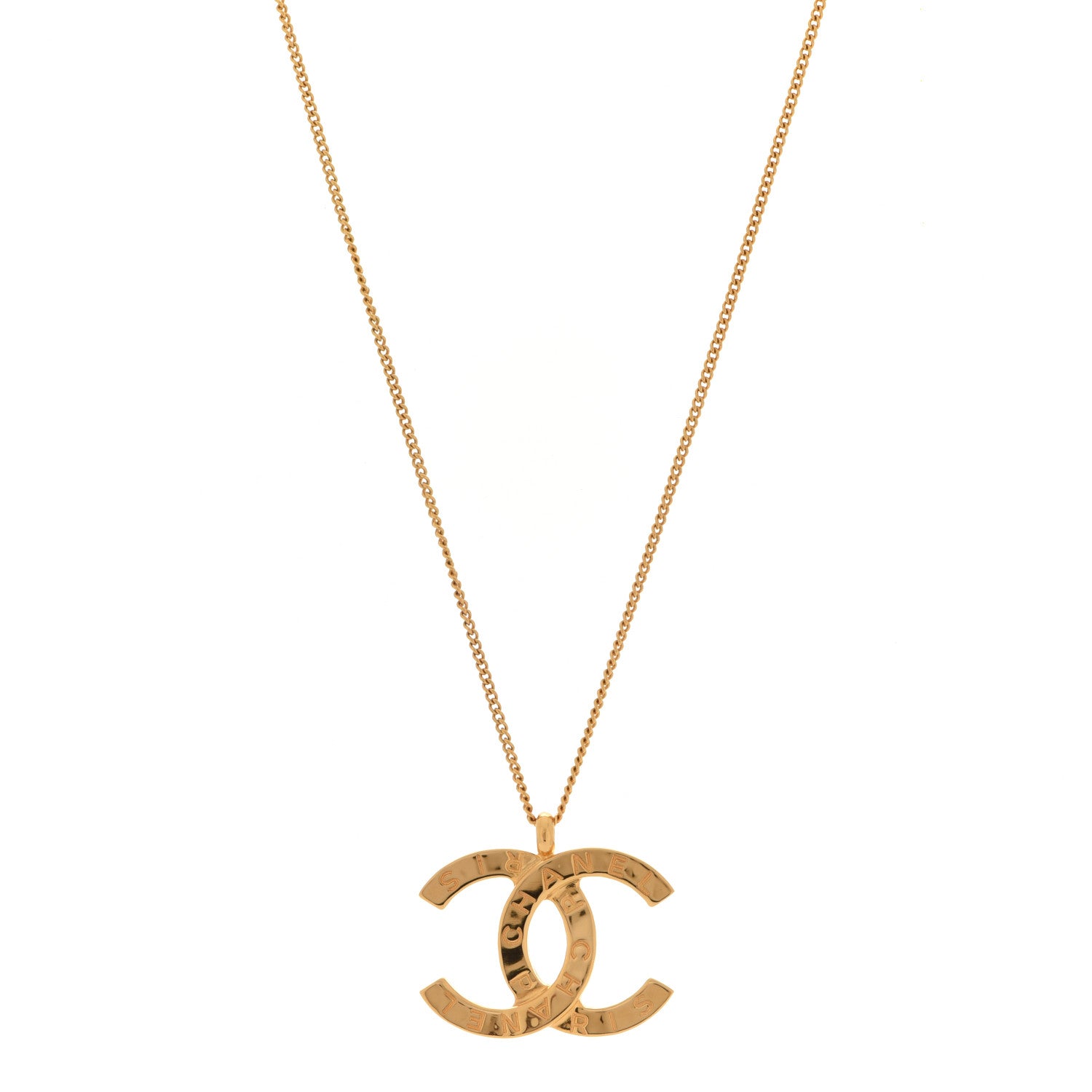 Chanel Metal CC Paris Button Necklace Gold 1 of 6