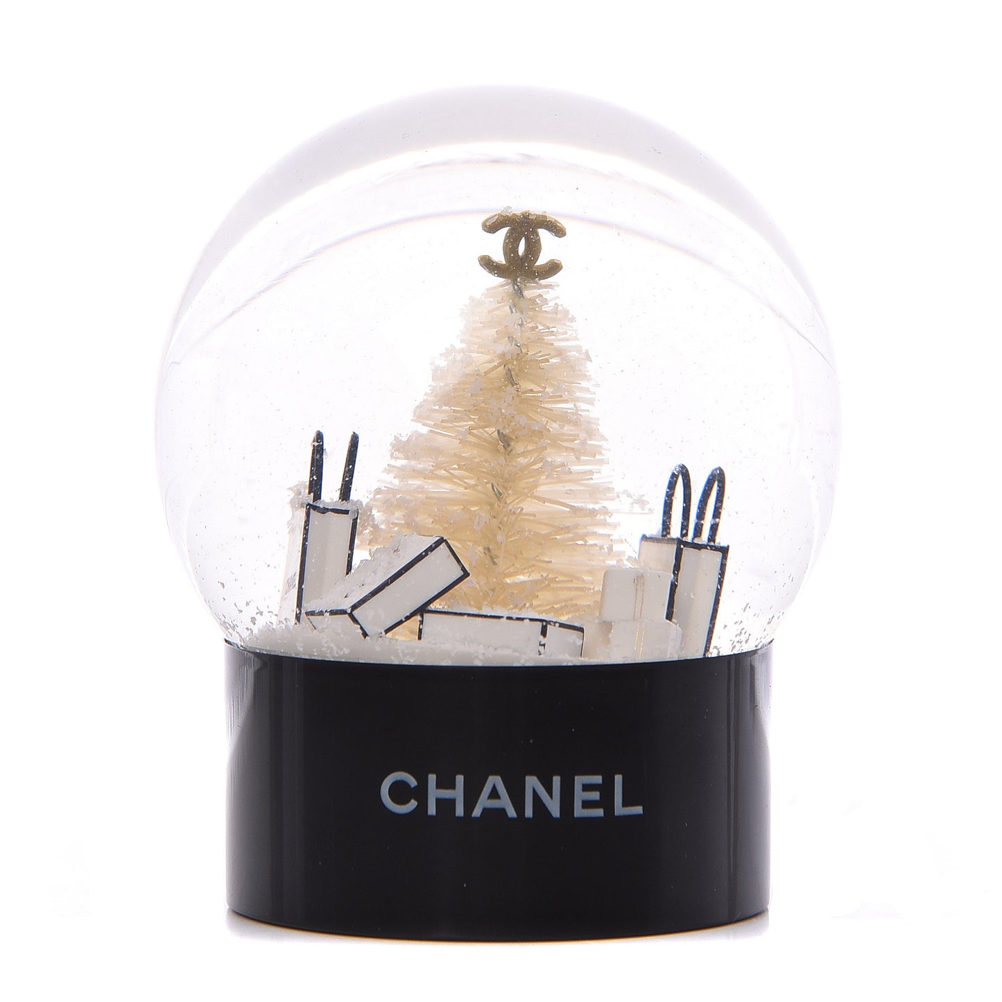 Glass Small Christmas Tree Shopping Bag Snow Globe