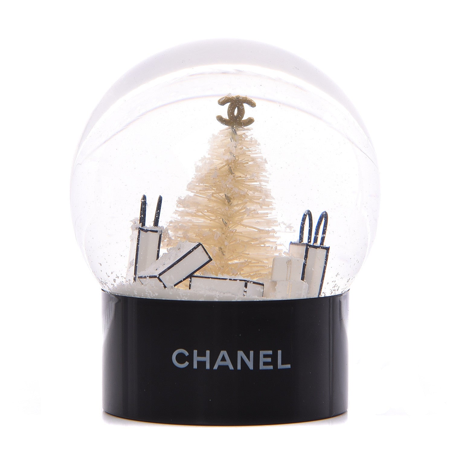 Chanel Glass Small Christmas Tree Shopping Bag Snow Globe 1 of 5