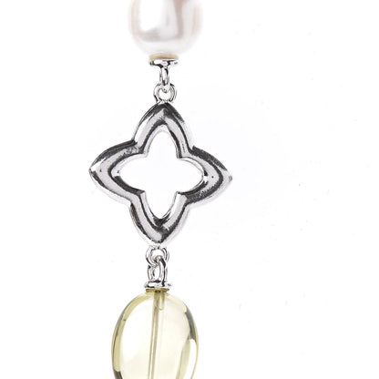 David Yurman Sterling Silver Pearl Peridot Citrine Quartz Quatrefoil Chain Necklace 4 of 6