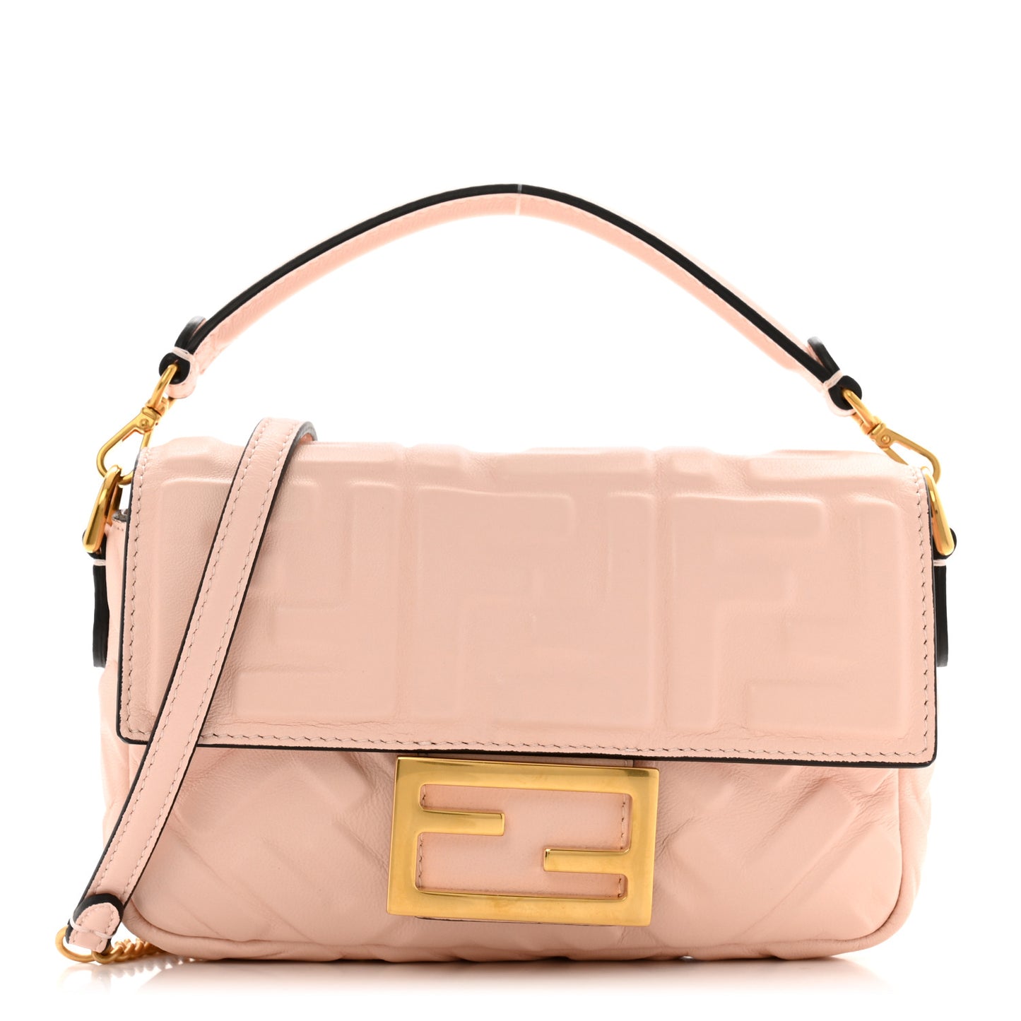 Nappa FF 1974 Embossed Mini Baguette Rosa Quarzo