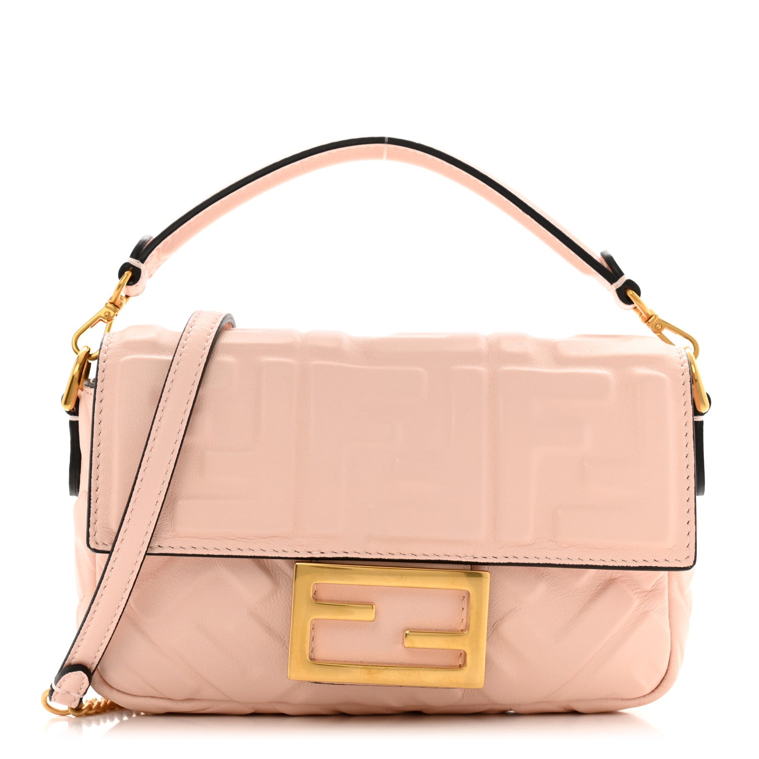 Fendi Nappa FF 1974 Embossed Mini Baguette Rosa Quarzo 1 of 12