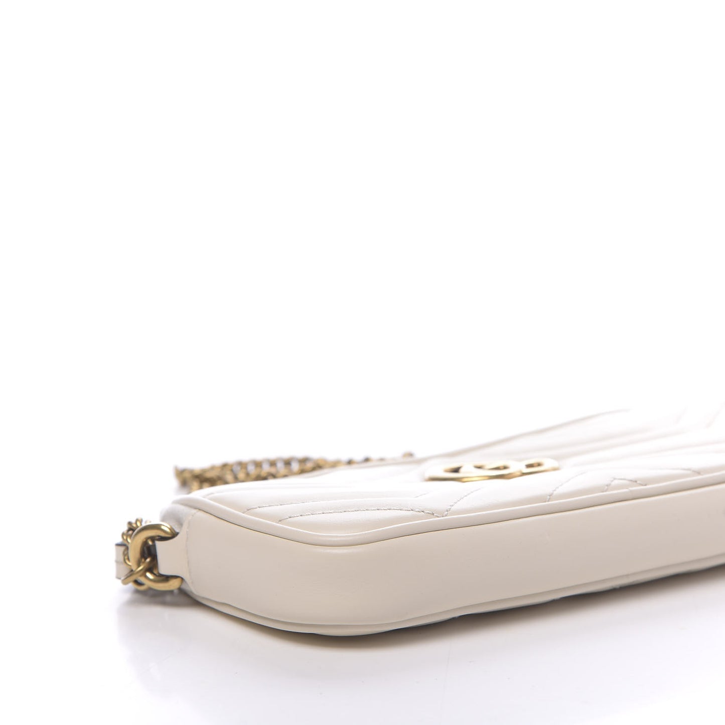 Calfskin Matelasse Mini GG Marmont Chain Crossbody Bag White
