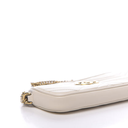Gucci Calfskin Matelasse Mini GG Marmont Chain Crossbody Bag White 8 of 13