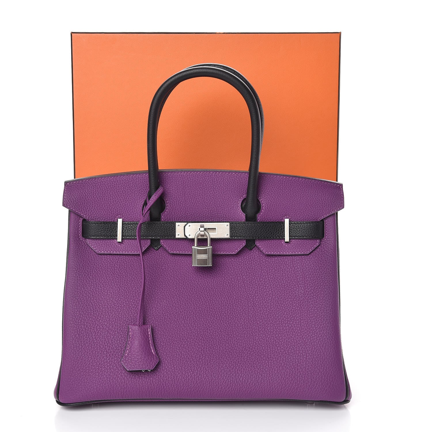 Hermes Togo Bi-Color Horseshoe Birkin 30 Anemone Black 34 of 34
