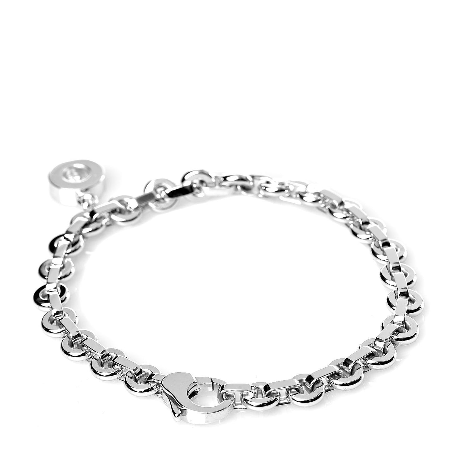 18K White Gold Happy Diamond Icons Round Charm Bracelet