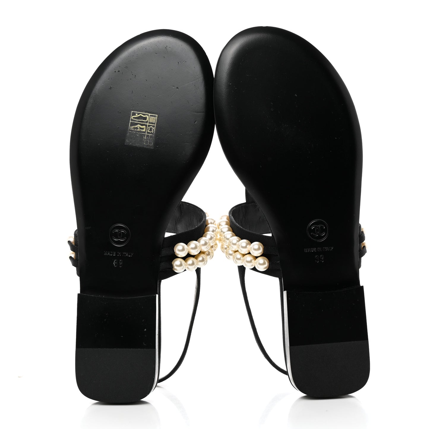 Grosgrain Pearl CC Sandals 39 Black