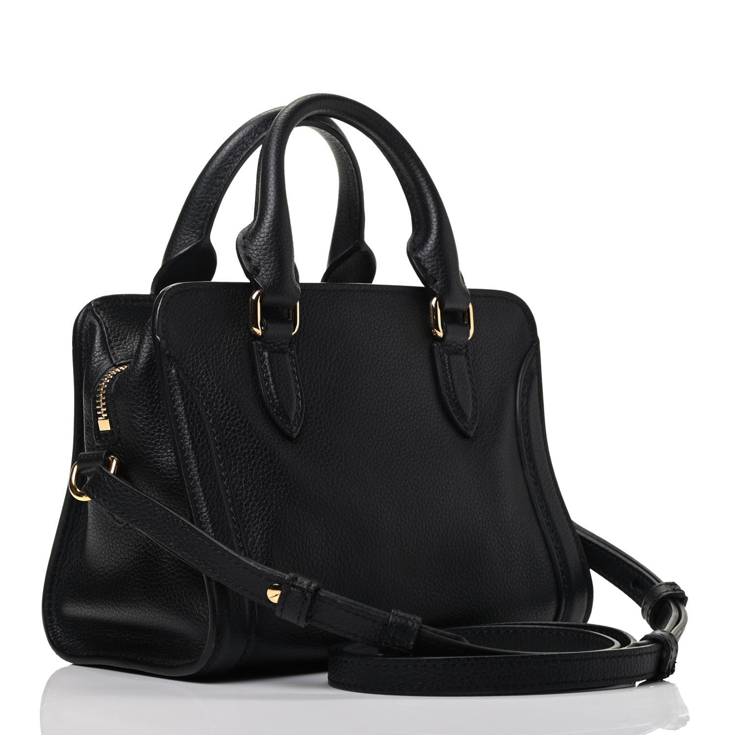 Alexander McQueen Pebbled Calfskin Mini Padlock Tote Black 4 of 10