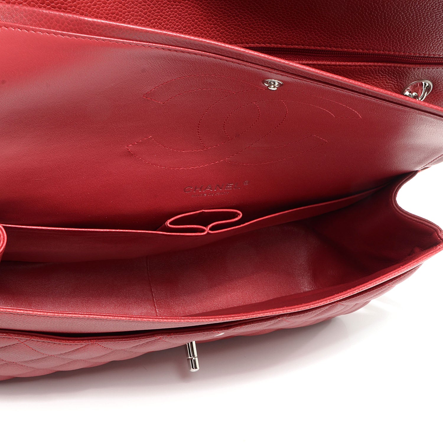Chanel Caviar Jumbo Double Flap Dark Red 6 of 9