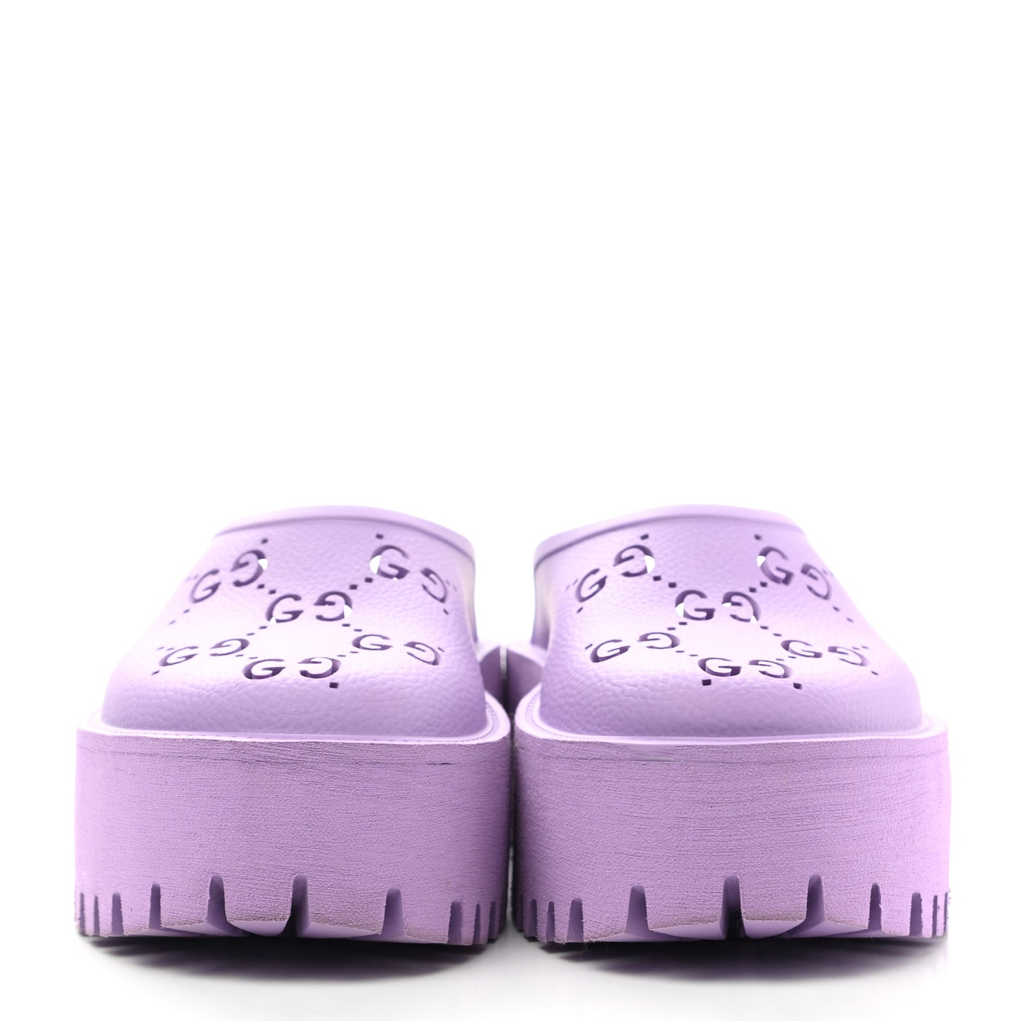 Rubber GG Monogram Perforated Elea Platform 55mm Lug Sole Sandals 35 Lapis