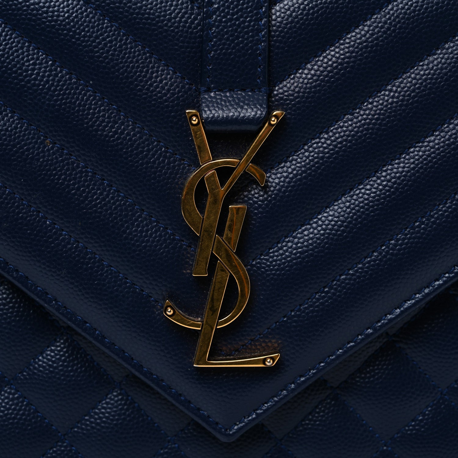 Saint Laurent Grain De Poudre Textured Mixed Matelasse Triquilt Medium Monogram Satchel Deep Marine 10 of 10