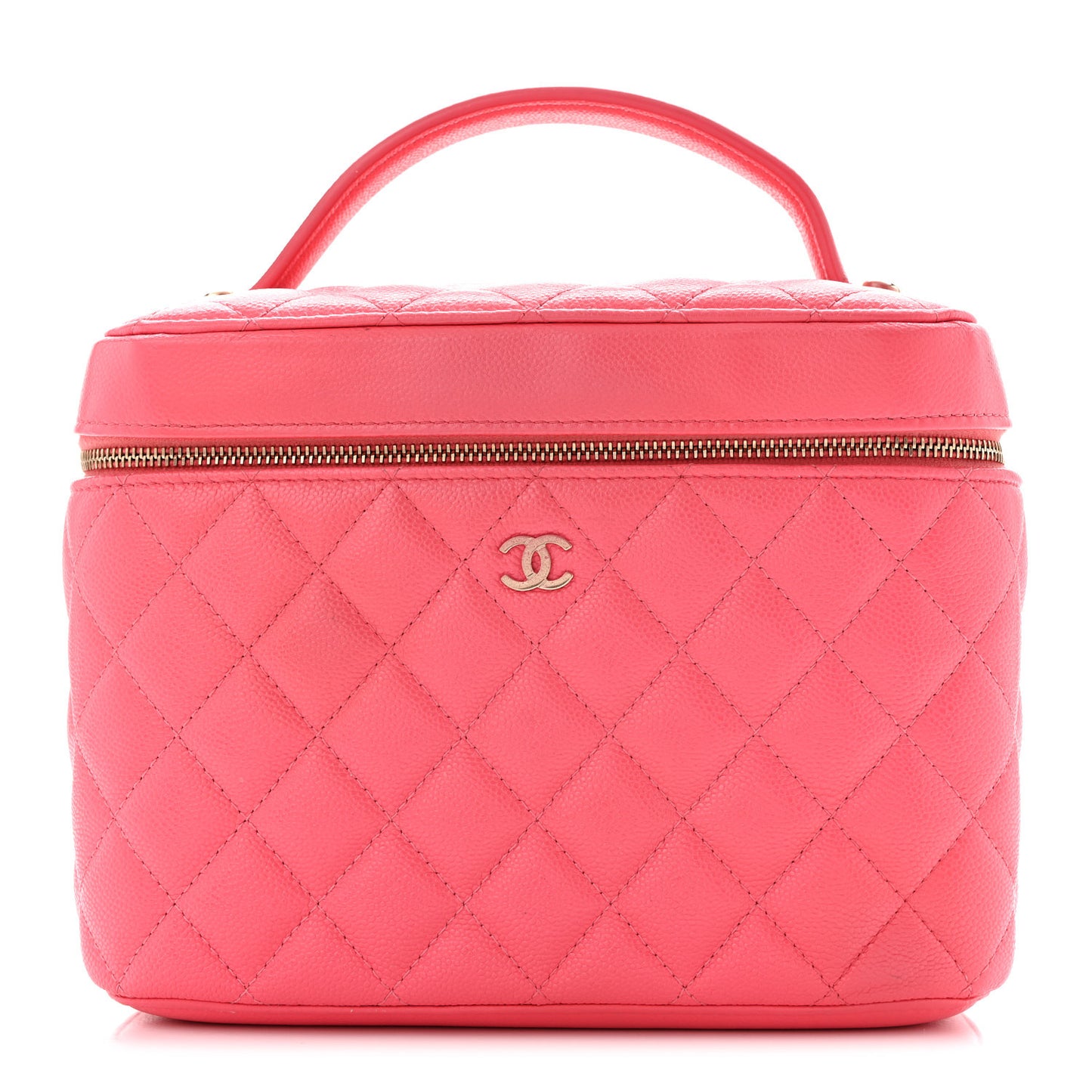 Caviar Quilted Large Vanity Pouch Pink