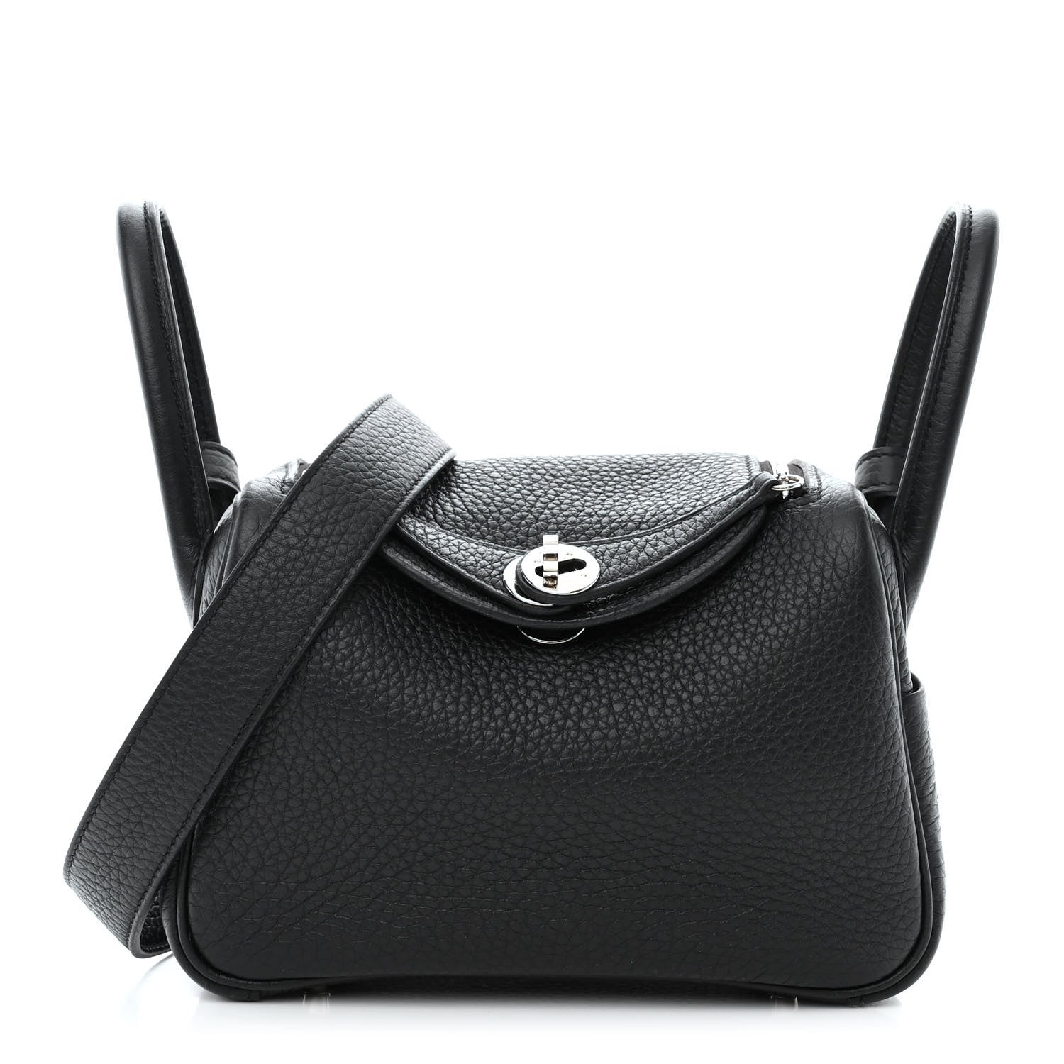 Hermes Taurillon Clemence Mini Lindy 20 Black 1 of 12
