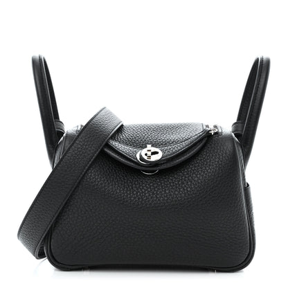 Hermes Taurillon Clemence Mini Lindy 20 Black 1 of 12
