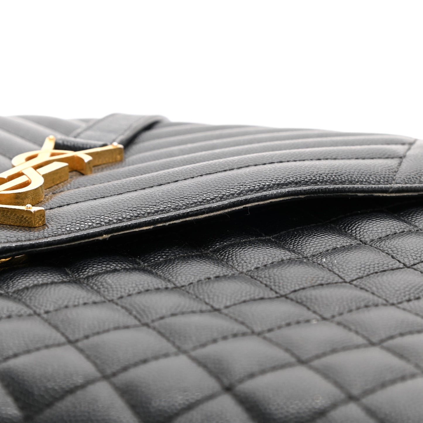 Grain De Poudre Textured Mixed Matelasse Large Triquilt Monogram Satchel Black
