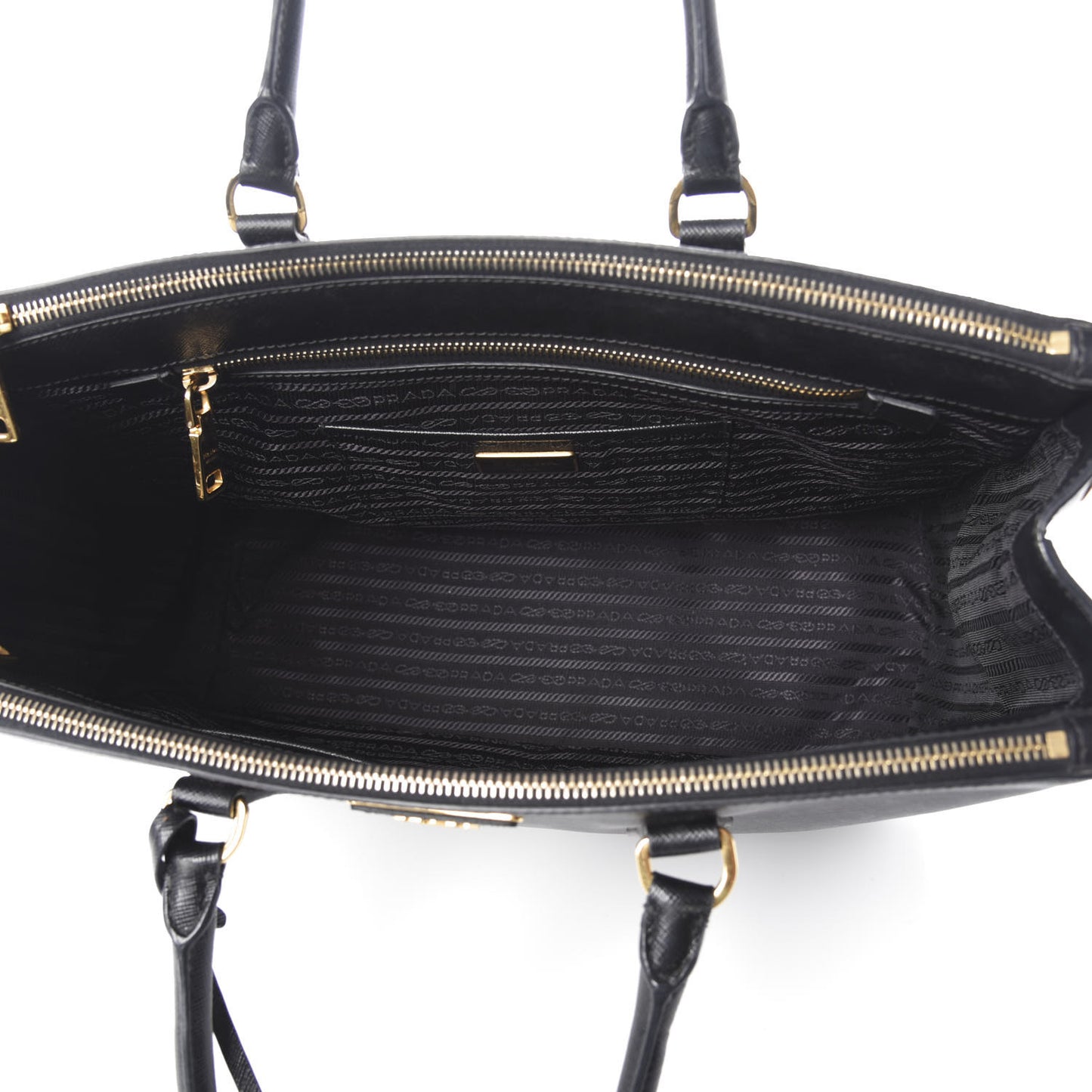 Saffiano Large Galleria Double Zip Tote Black