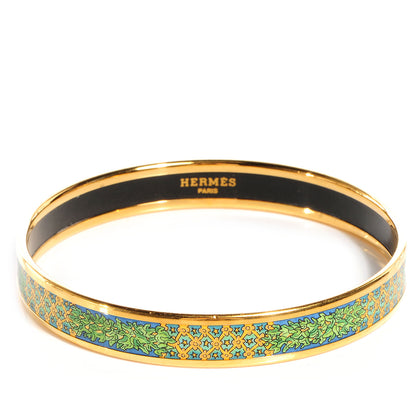 Hermes Enamel Printed Narrow Bracelet Green 70 1 of 5