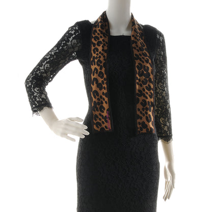 Louis Vuitton Silk Leopard Bandeau Scarf Marron 2 of 5