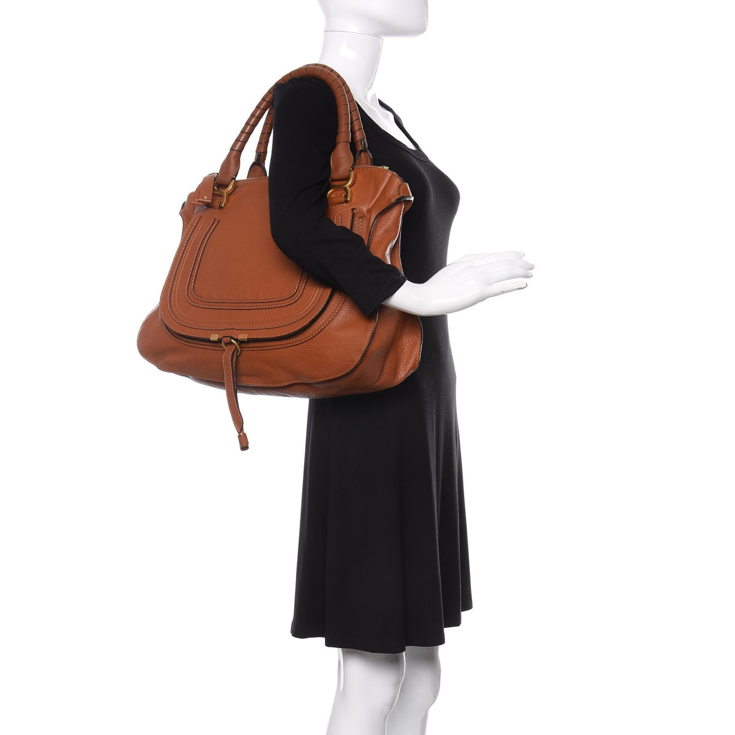 Calfskin Large Marcie Satchel Tan