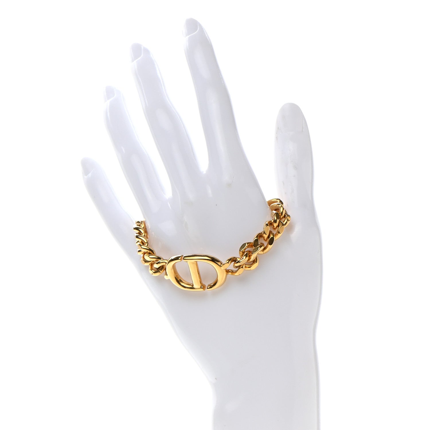 Christian Dior Metal CD Navy Chain Bracelet Gold 2 of 4
