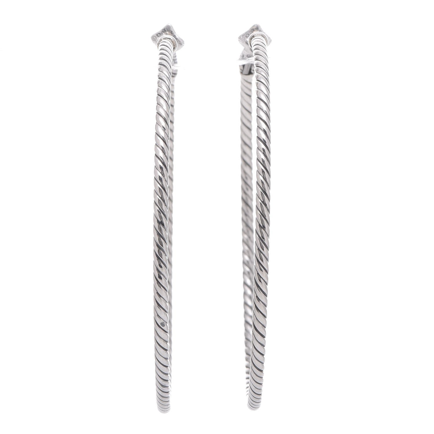 David Yurman Sterling Silver Cable Classics Extra Large Hoop Earrings 1 of 4