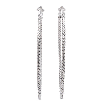 David Yurman Sterling Silver Cable Classics Extra Large Hoop Earrings 1 of 4