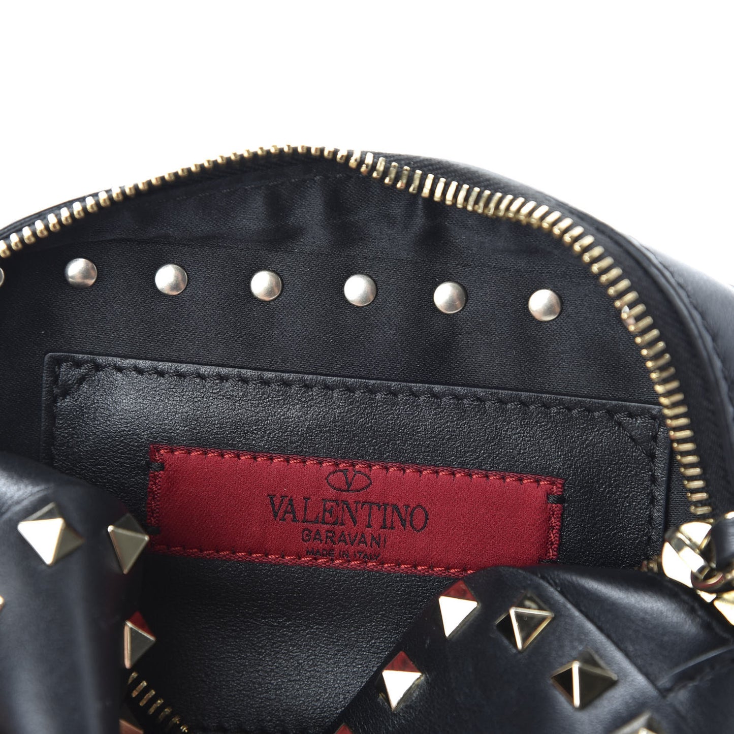 Calfskin Small Rockstud Chain Camera Crossbody Bag Black
