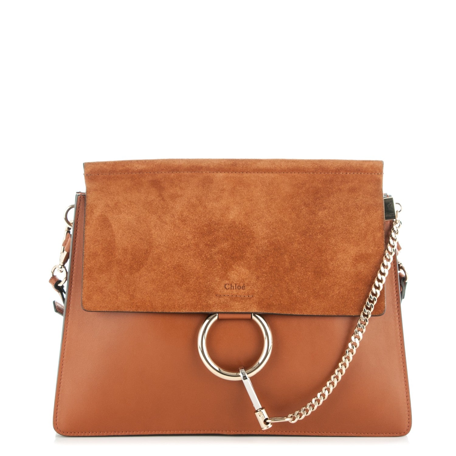 Chloe Suede Calfskin Medium Faye Shoulder Bag Caramel 1 of 7