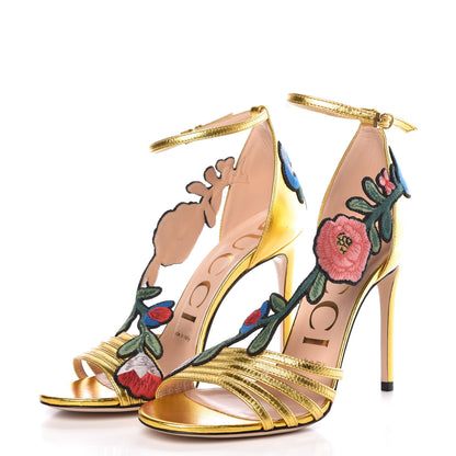 Gucci Metallic Nappa Ophelia High Heel Sandals 36 Gold 3 of 7
