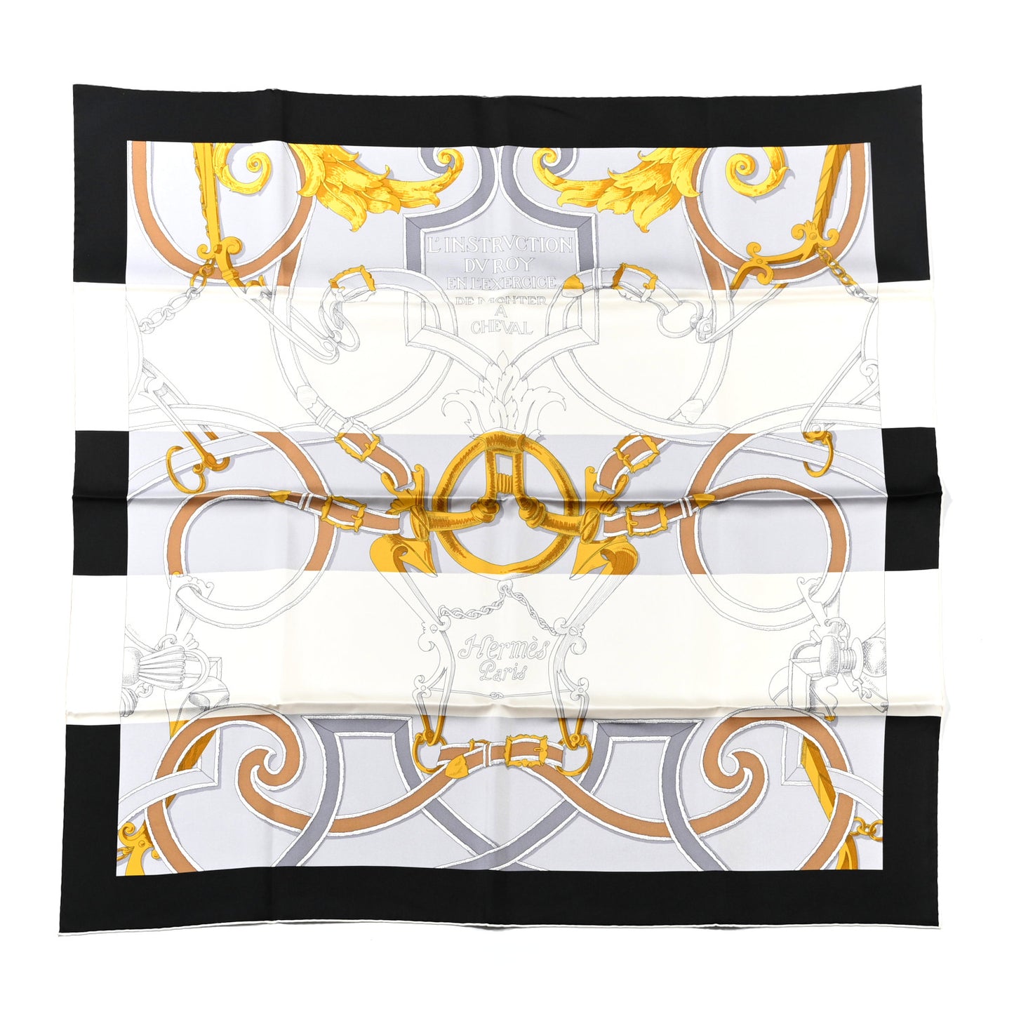 Silk L Instruction Du Roy Scarf 90 Black Gris Or