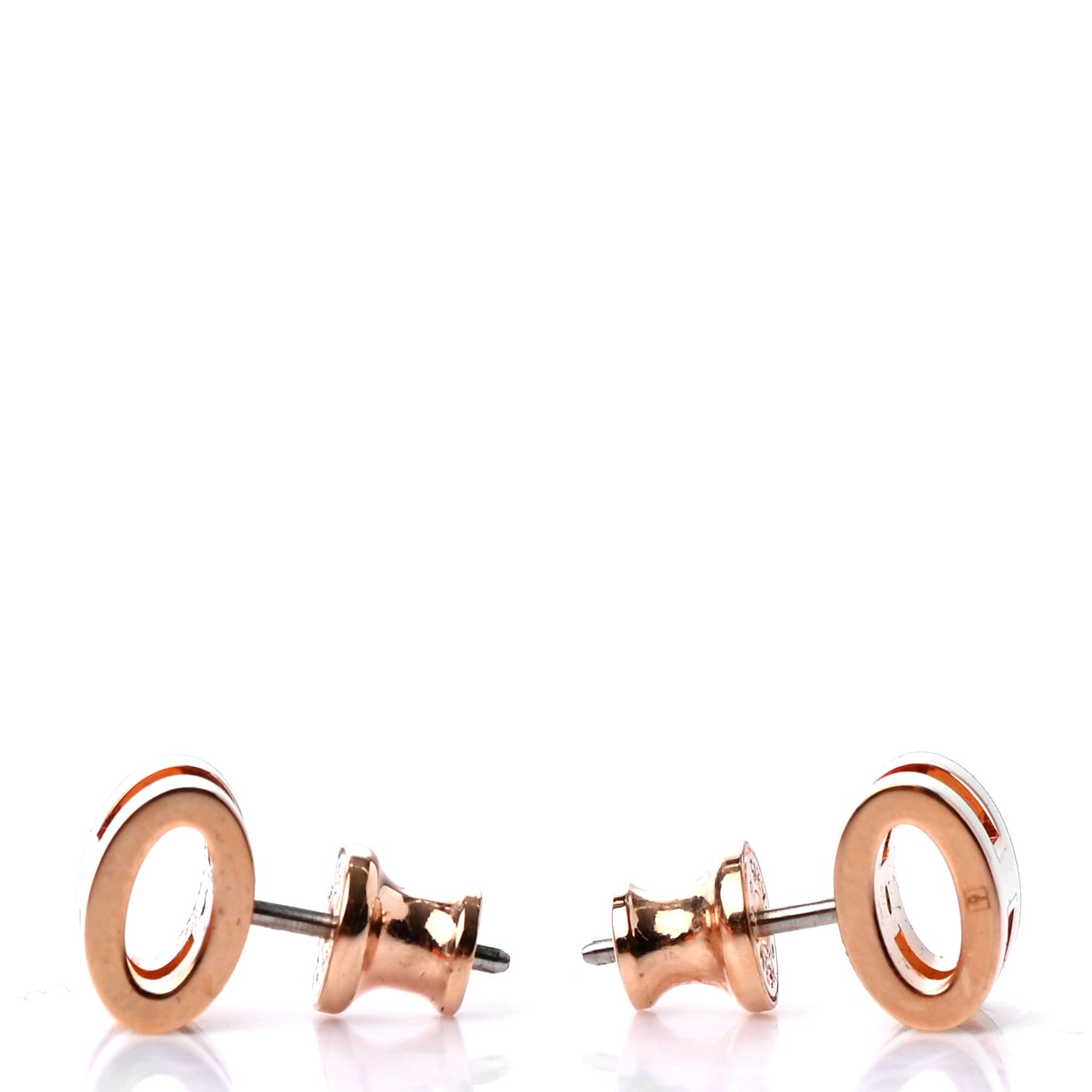Rose Gold Lacquered Mini Pop H Earrings White