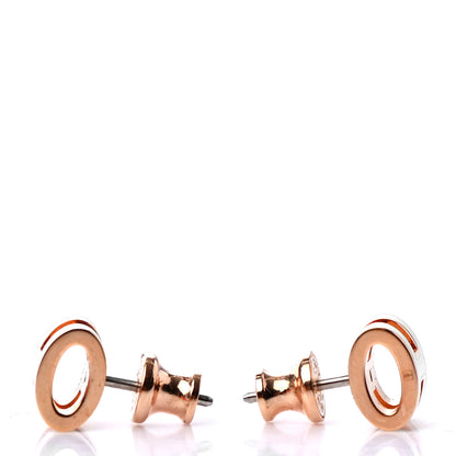 Hermes Rose Gold Lacquered Mini Pop H Earrings White 3 of 4