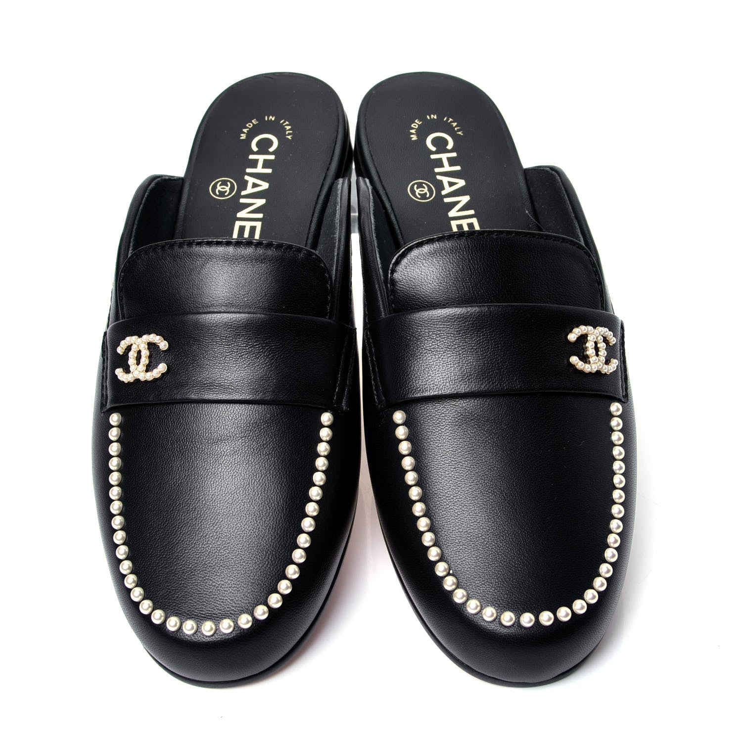 Chanel Lambskin Pearl CC Mules 37 Black 5 of 11