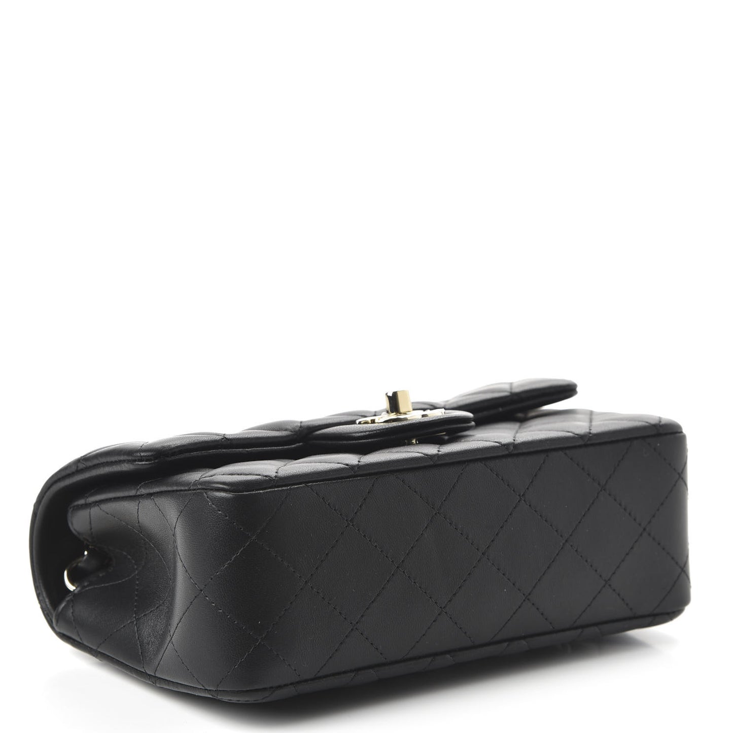 Lambskin Quilted Mini Rectangular Flap Black