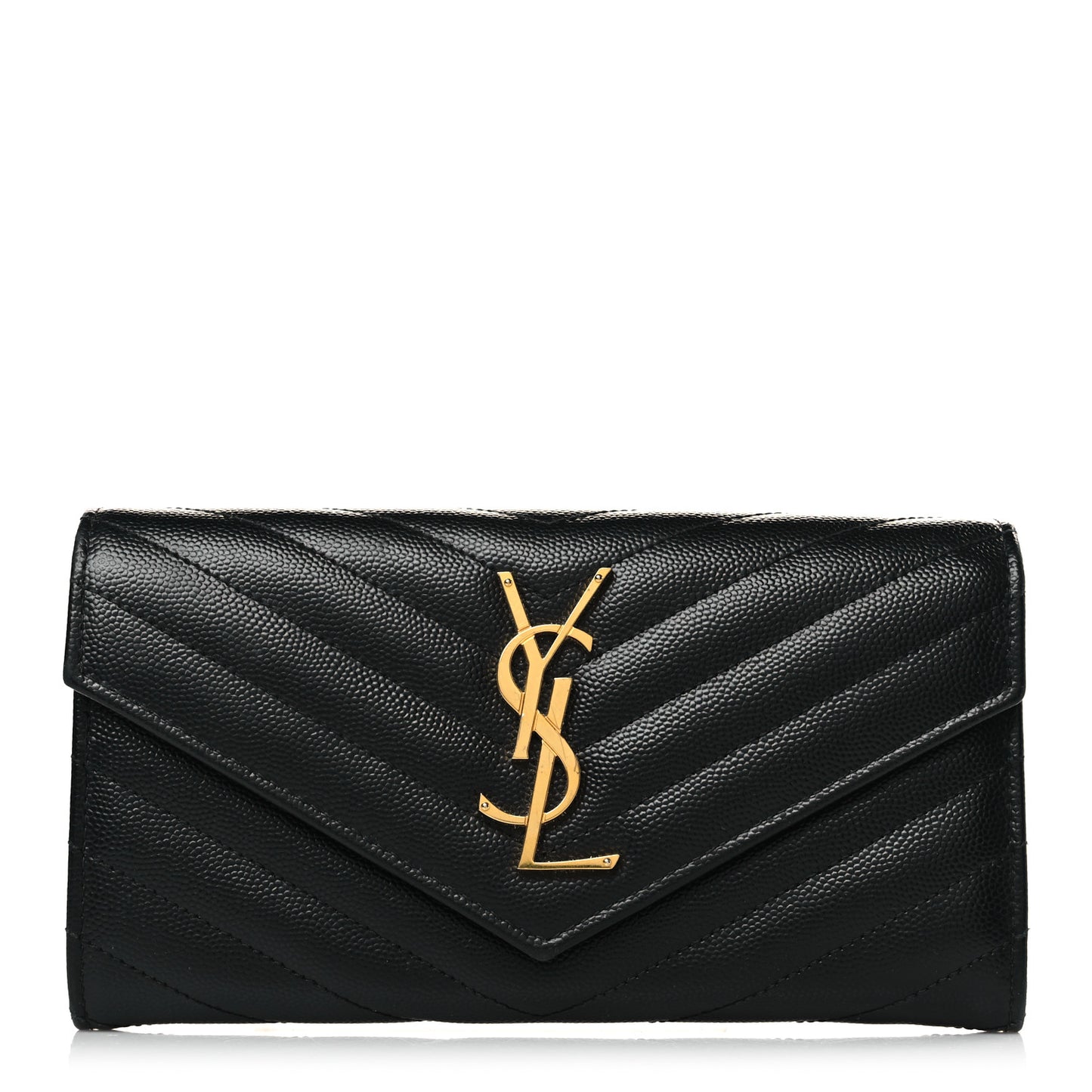 Grain De Poudre Matelasse Chevron Monogram Flap Wallet Black