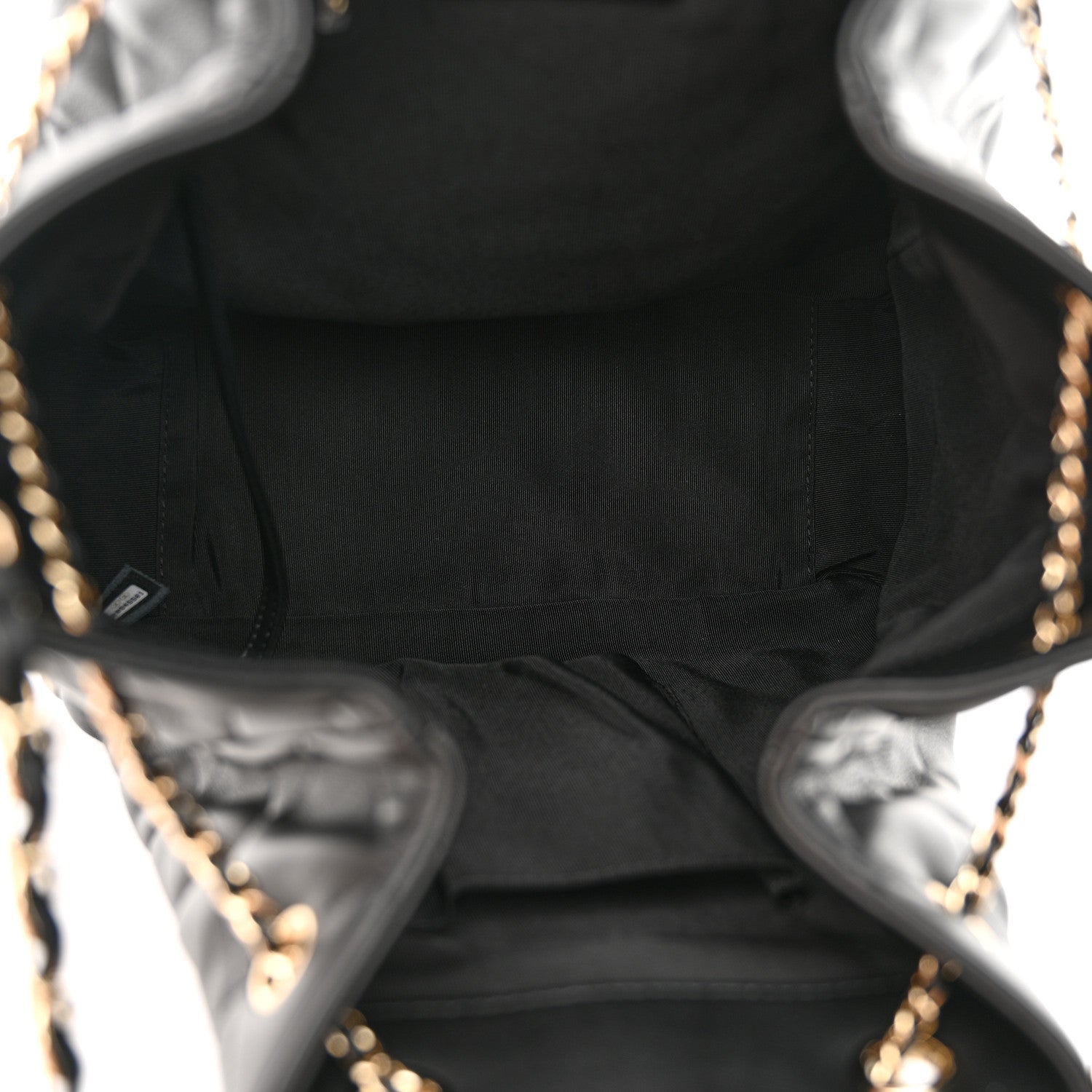 Chanel Lambskin Quilted Chain Drawstring Bag Black 5 of 10